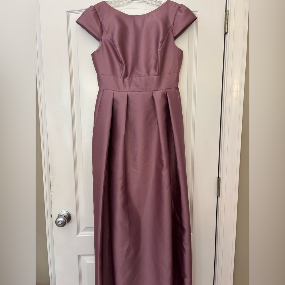 ALFRED SUNG Purple Pleated A-line Midi Dress